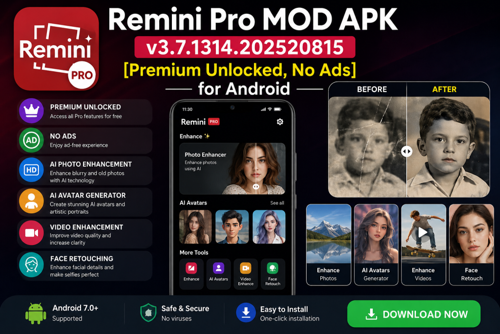 Remini Pro MOD APK v3.7.1314.202520815