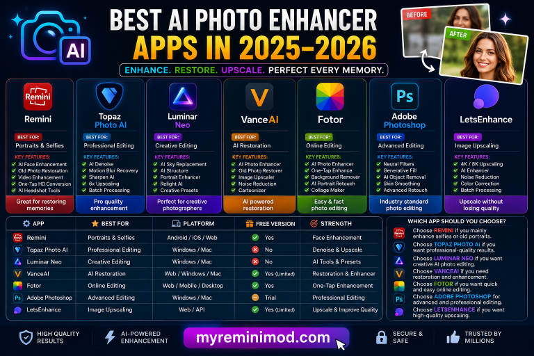 Best AI Photo Enhancer Apps in 2026